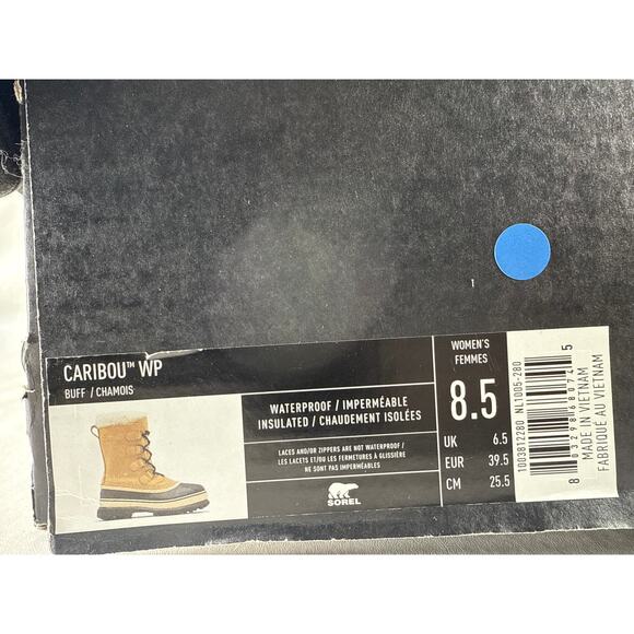 Sorel Caribou Winter Snow Boots Womens 8.5 Waterproof Leather Insulated Tan Buff - Picture 9 of 9